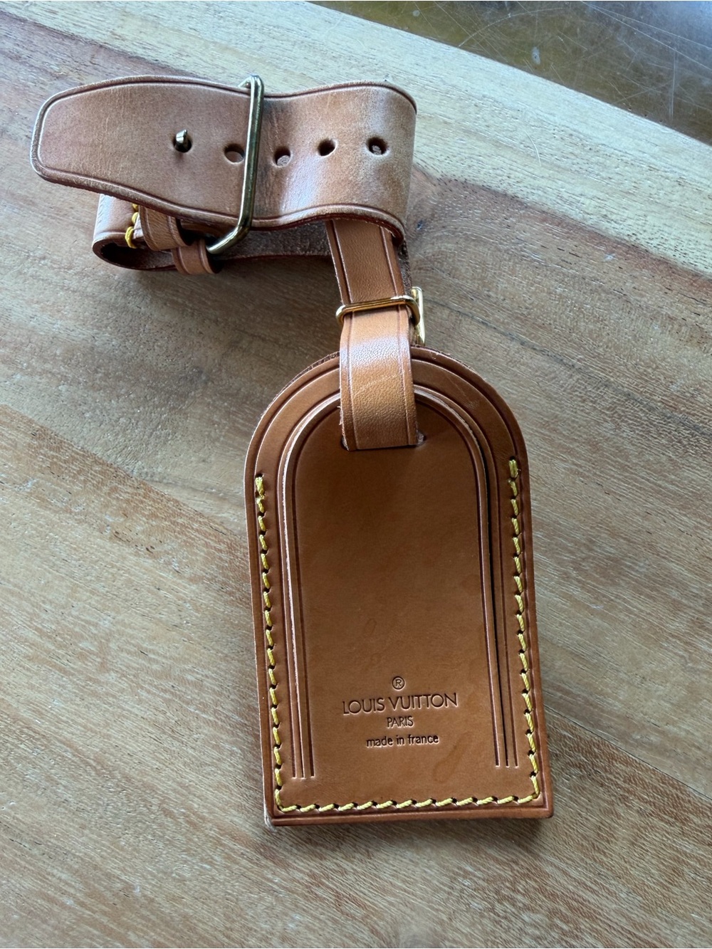 Louis Vuitton Tan Leather Luggage Tag and Poignet